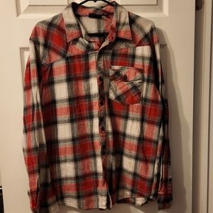 VANS Womens Size M Red Plaid Flannel Long Sleeve Button Up Shirt